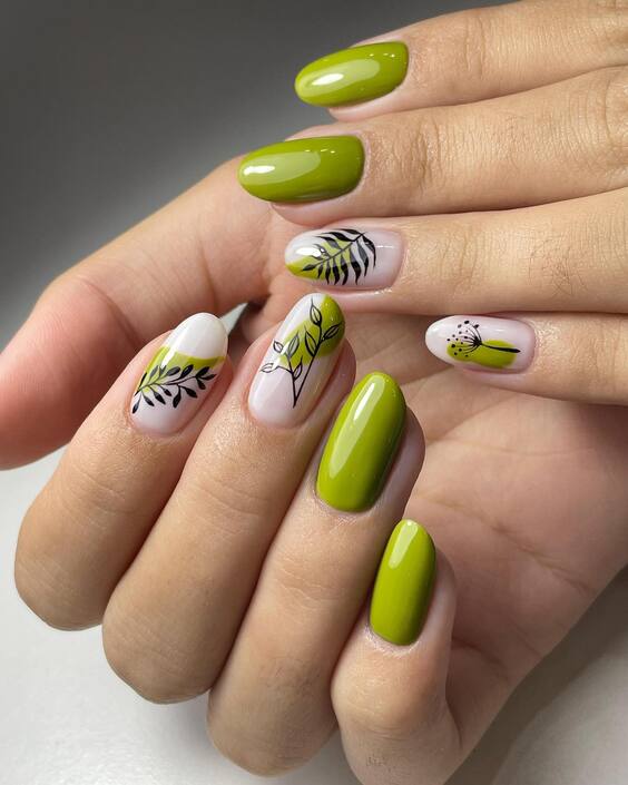 20 Elevate Your Fall Style with Olive Green Nail Designs – Trendy Looks!