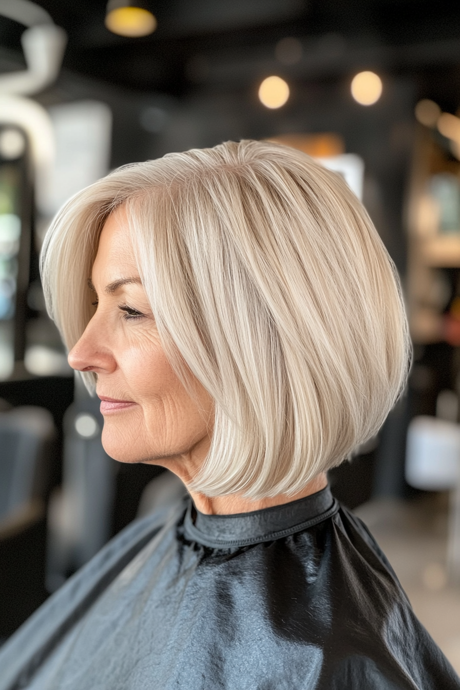 11. Pearl White Blunt Bob (Bob Hairstyles For Older Women) - Bob Hairstyles For Older Women