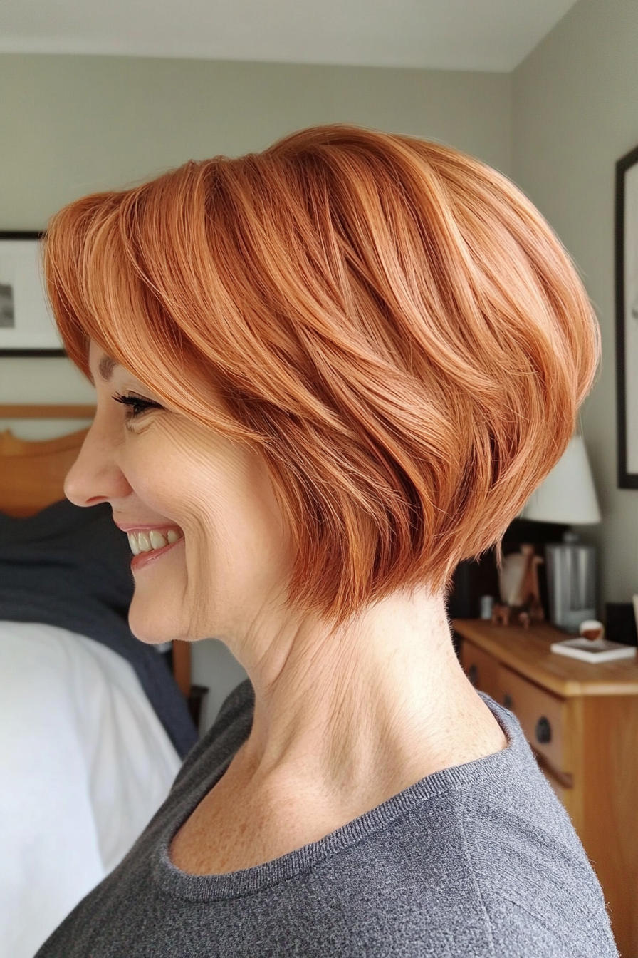 17. Copper Toned Pixie Bob (Bob Hairstyles For Older Women) - Bob Hairstyles For Older Women
