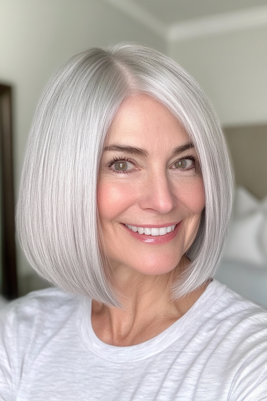 2. Classic Silver Bob (Bob Hairstyles For Older Women) - Bob Hairstyles For Older Women