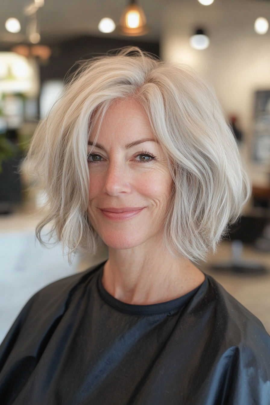 3. Ash Blonde Textured Bob (Bob Hairstyles For Older Women) - Bob Hairstyles For Older Women