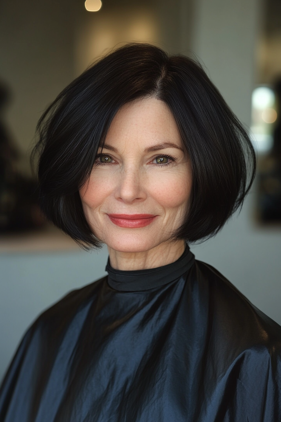 5. Sleek Black Bob (Bob Hairstyles For Older Women) - Bob Hairstyles For Older Women