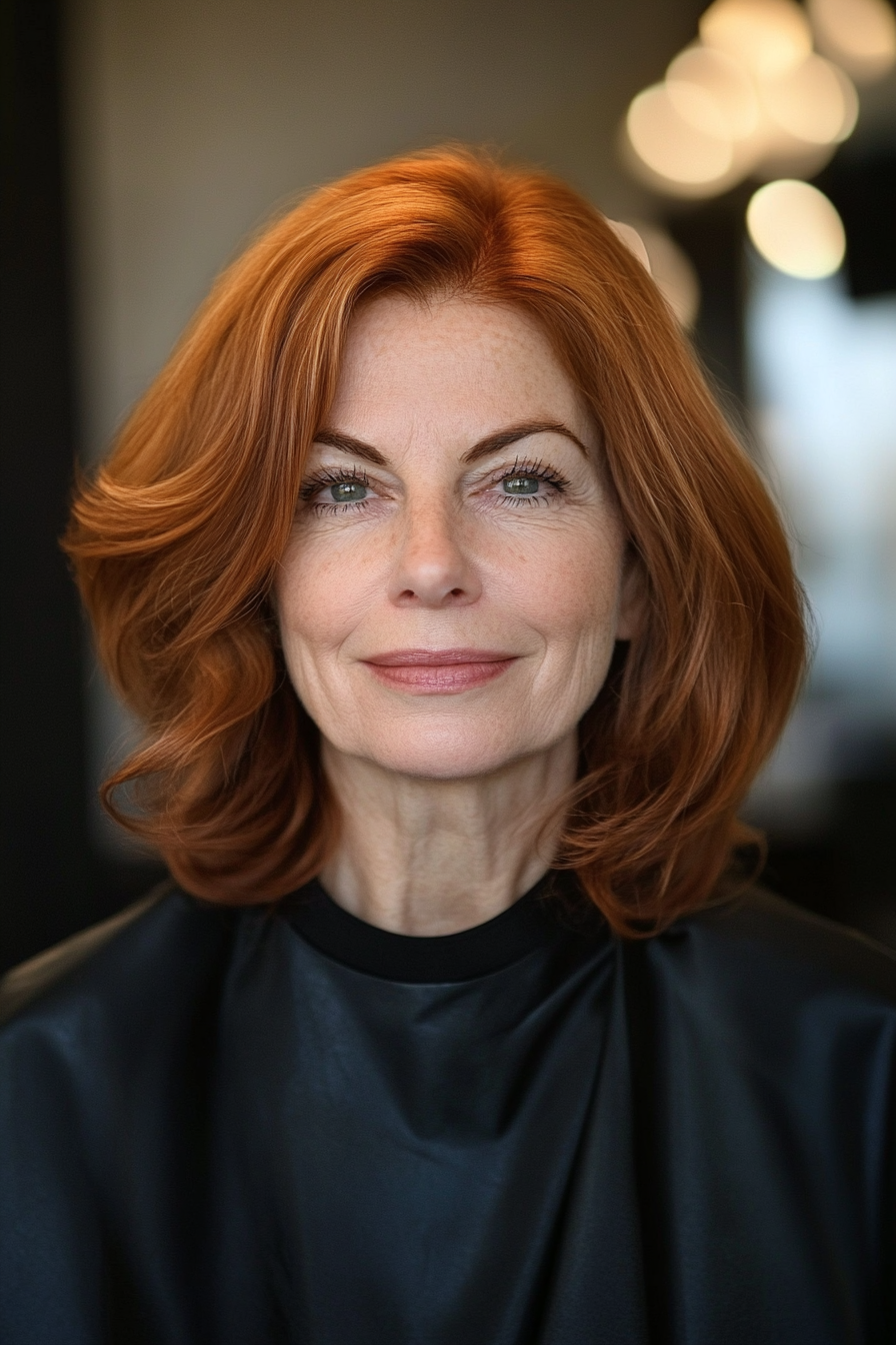 8. Warm Auburn Bob with Layers (Bob Hairstyles For Older Women) - Bob Hairstyles For Older Women