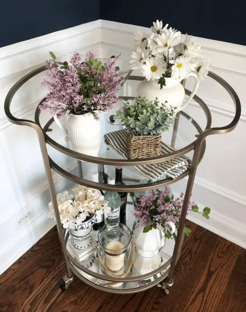 bar cart decor for spring