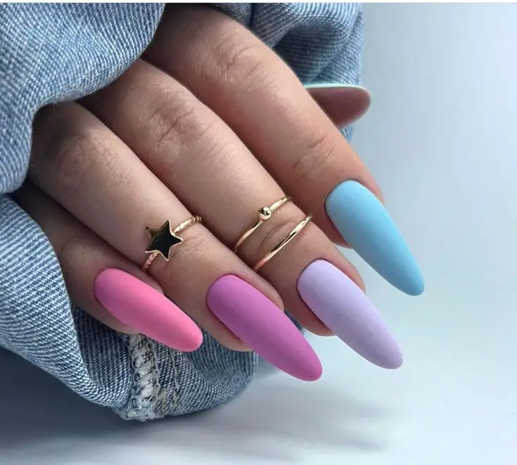 Spring Almond Nails Pastel Designs for 2025 – Soft, Elegant Colors in Green, Pink, Blue, and Yellow Trends