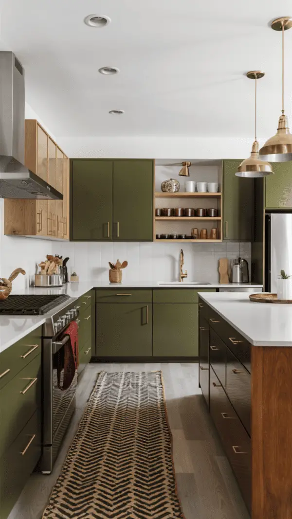 Stunning green kitchen ideas with island and backsplash that transform your space into a modern 2025