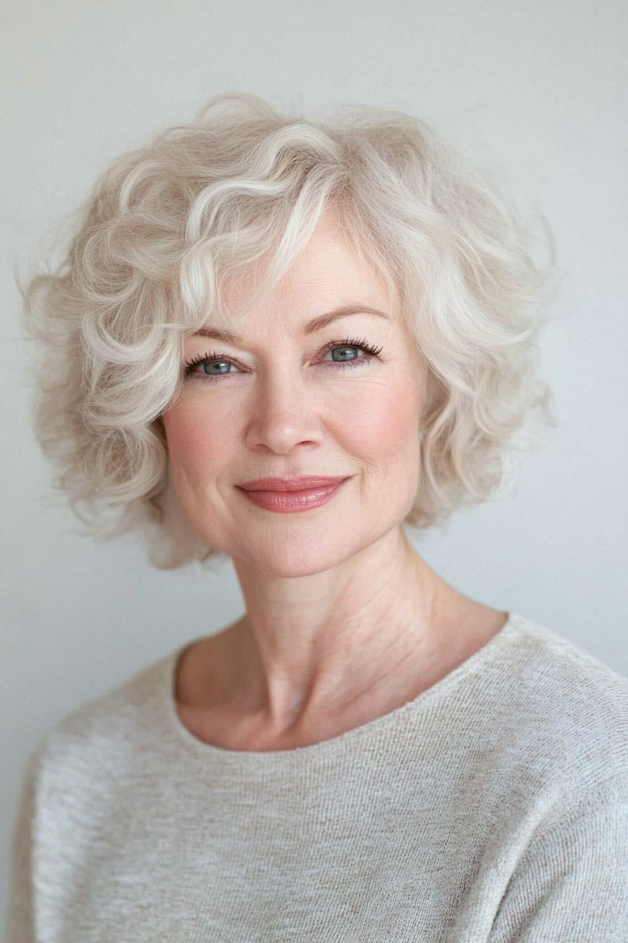 1. Curly Blonde Bob for Summer Shine (Short Curly Hairstyles For Older Women) - Short Curly Hairstyles For Older Women