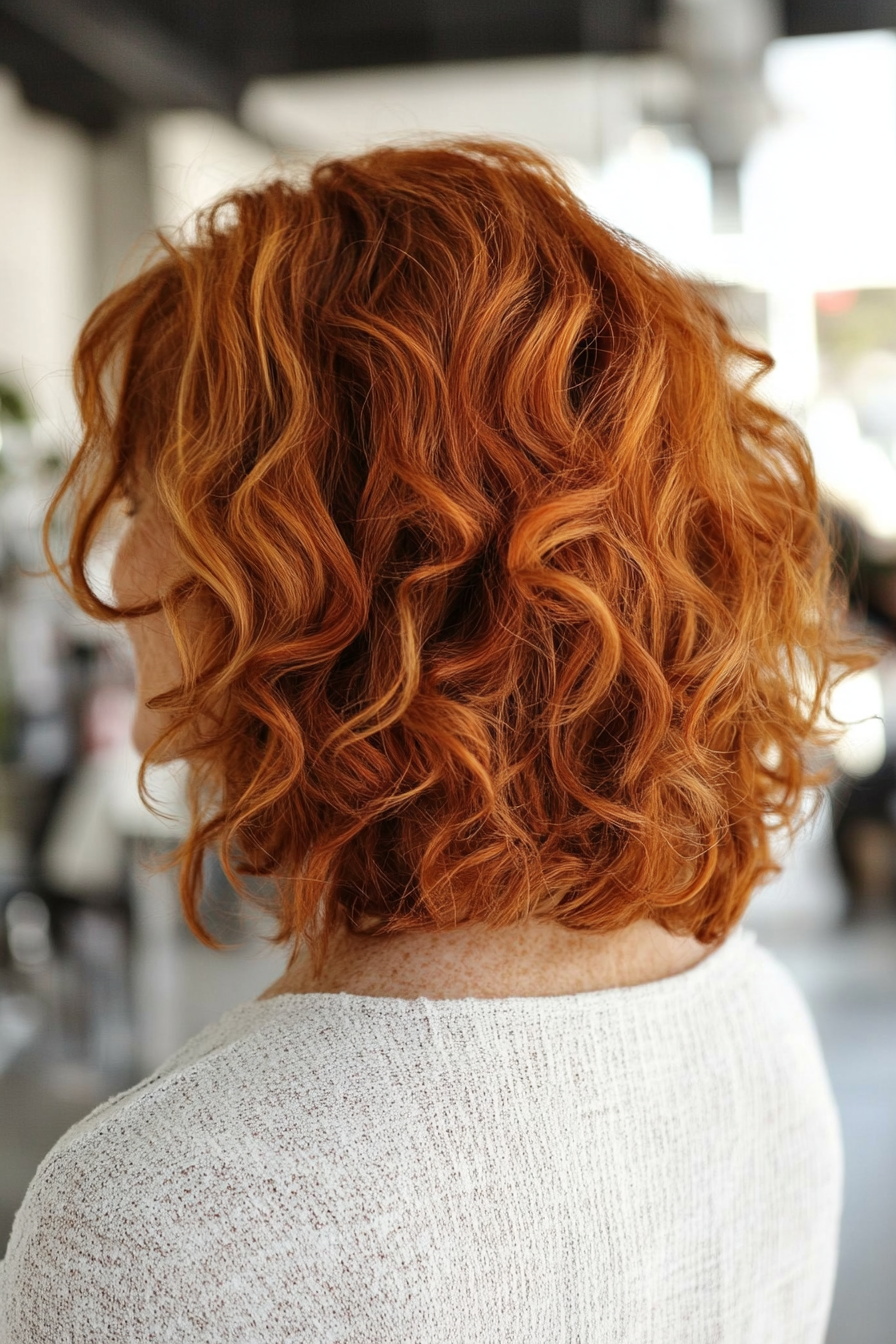 6. Loose Curls with Auburn Tones (Short Curly Hairstyles For Older Women) - Short Curly Hairstyles For Older Women